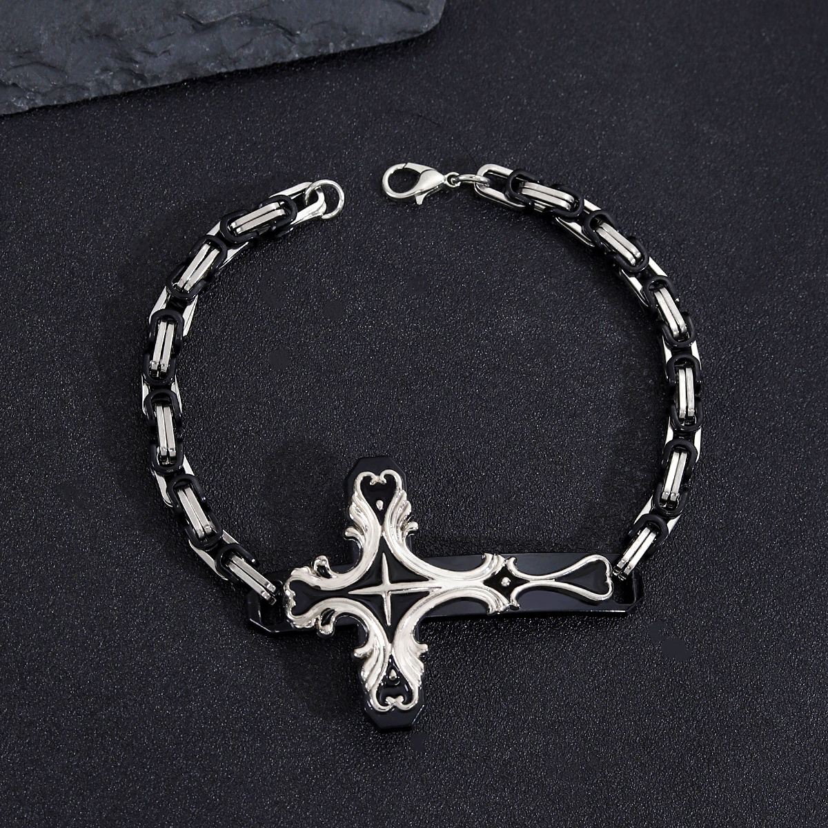 Multi-Color Cross Double-Layer Stainless Steel Bracelet